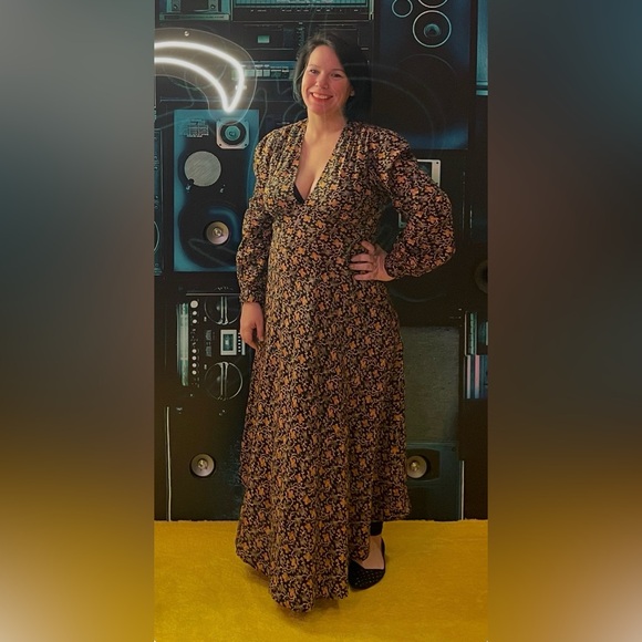 Doen Dresses & Skirts - DÔEN Charleston Floral Maxi Dress Black Gold Boho Prairie Cottagecore XL